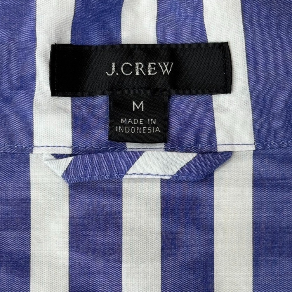 J.Crew Striped Blue White Midi Dress Cotton Poplin V-Neck Short Sleeve Size M - Picture 7 of 12